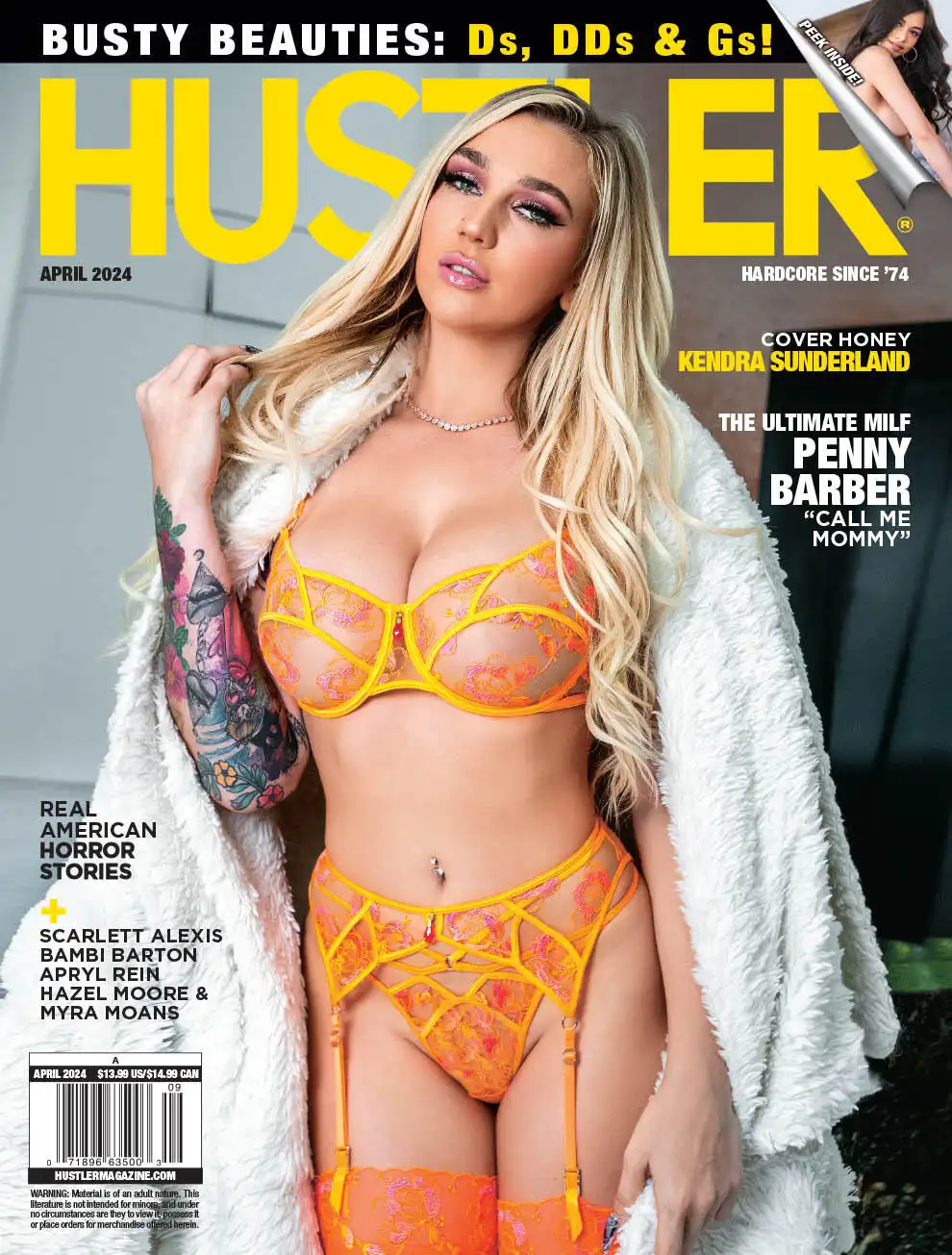 Kendra Sunderland Graces Hustler Magazine's April Cover