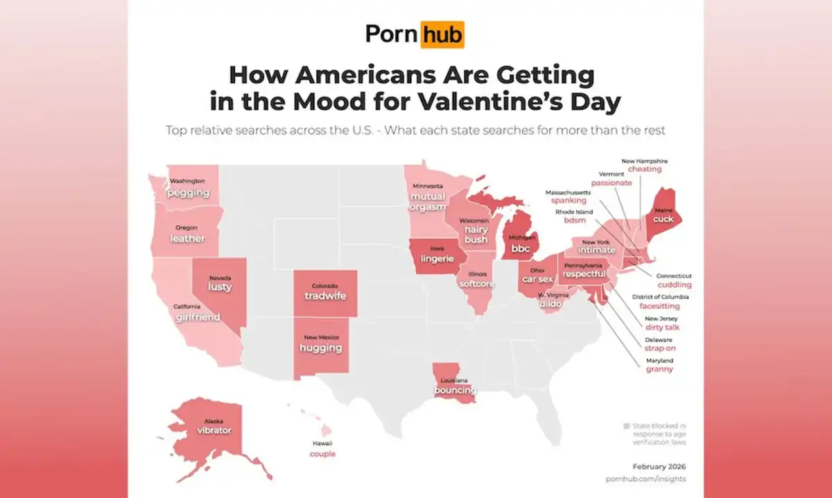 Valentine's Day Pornhub Trends: State-by-State Search Analysis